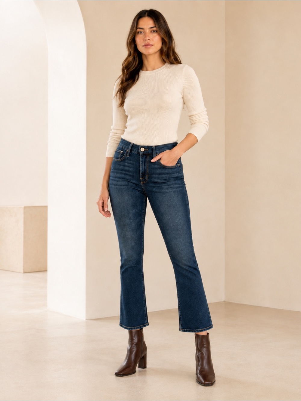 FRAME Le Crop Mini Boot Dark Wash Cropped Bootcut Jeans Sz 26